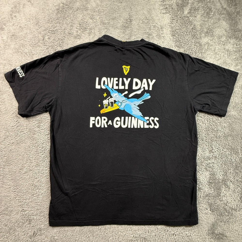 Guinness Mens XL Black T-Shirt Lovely Day for Guinness Beer Graphic Tee